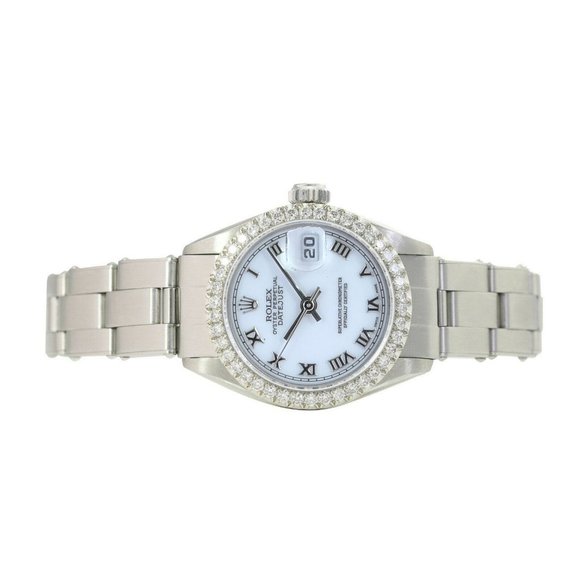 ROLEX DATEJUST WHITE ROMAN DIAL 1.15 CTW DIAMONDS STEEL OYSTER WATCH 26 MM 69174 - Picture 10 of 10